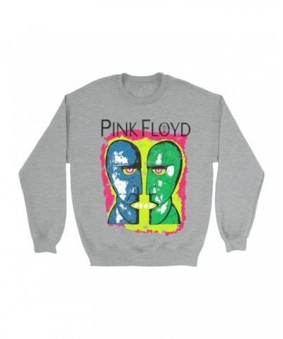 Pink Floyd Sweatshirt | Neon Sketched Metal Heads Distressed Sweatshirt $11.88 Sweatshirts