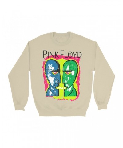 Pink Floyd Sweatshirt | Neon Sketched Metal Heads Distressed Sweatshirt $11.88 Sweatshirts