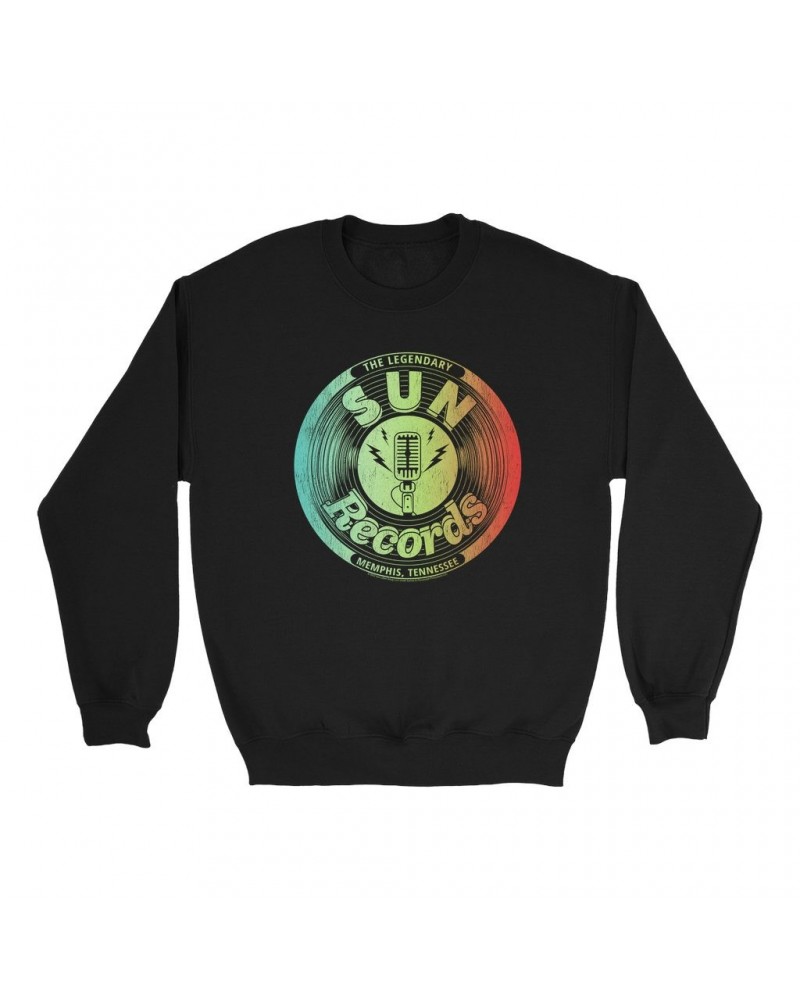 Sun Records Sweatshirt | Ombre Microphone Studio Logo Sweatshirt $10.49 Sweatshirts