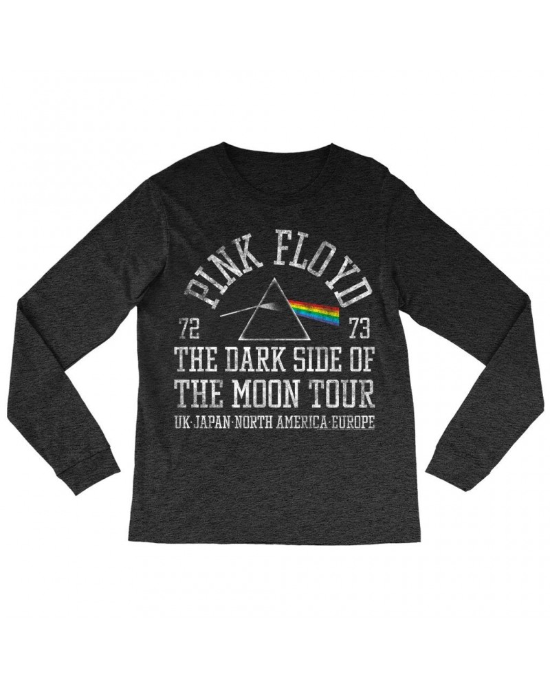 Pink Floyd Long Sleeve Shirt | Dark Side Of The Moon World Tour 72-73 Distressed Shirt $10.18 Shirts