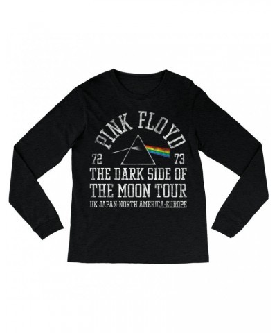 Pink Floyd Long Sleeve Shirt | Dark Side Of The Moon World Tour 72-73 Distressed Shirt $10.18 Shirts