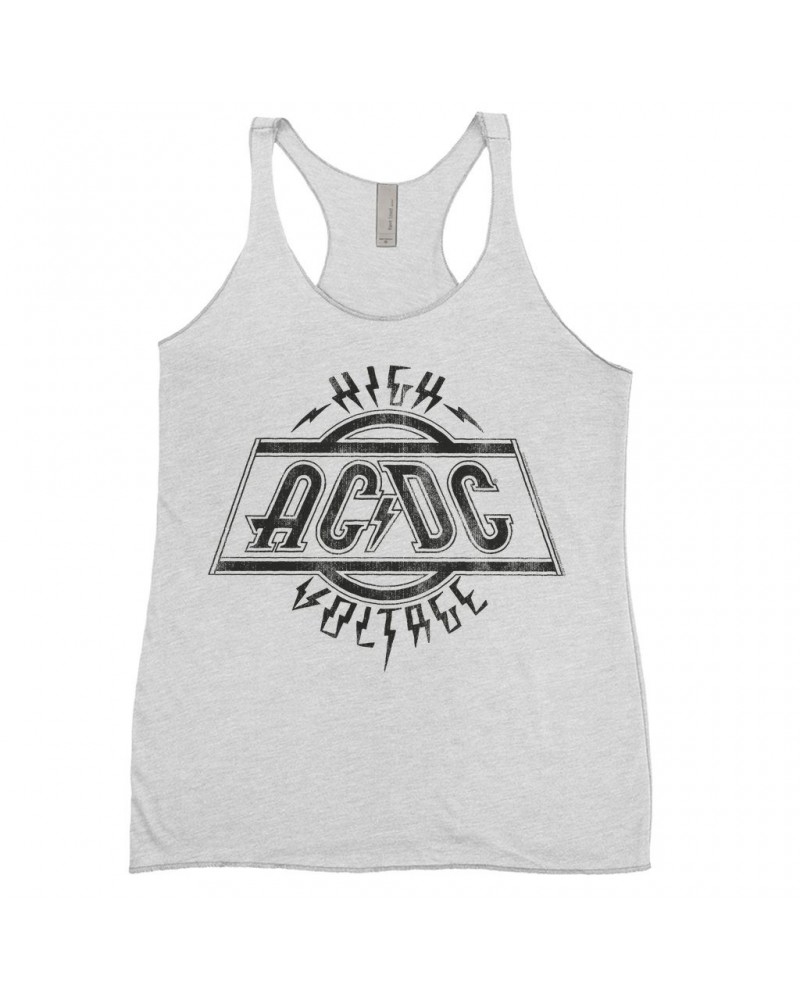 AC/DC Ladies' Tank Top | High Voltage Logo Distressed Shirt $11.58 Shirts