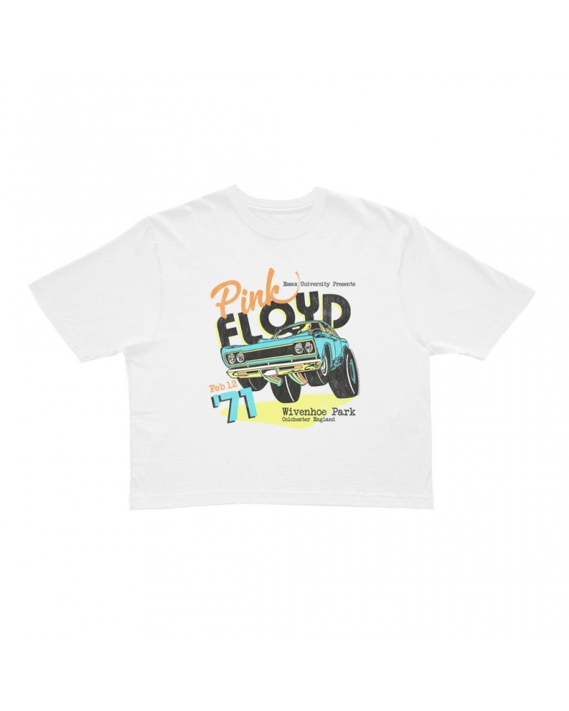 Pink Floyd Ladies' Crop Tee | Essex University Plymouth Roadrunner Concert Promotion Distressed Crop T-shirt $8.35 Shirts