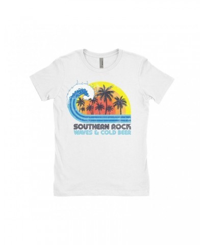 Music Life - Southern Rock Music Life Ladies' Boyfriend T-Shirt | Southern Rock Waves & Beer Music Life Shirt $9.23 Shirts